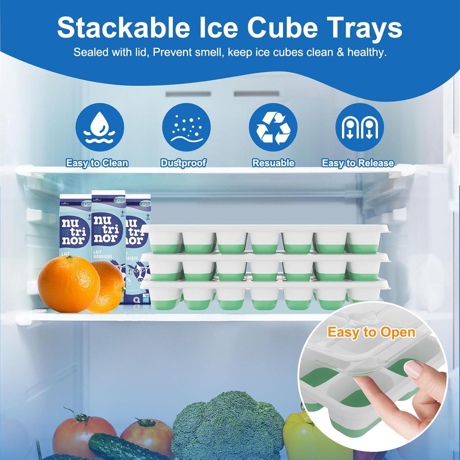 Bandeja de Hielo Weftnom con Tapa - Paquete de 3 Silicona