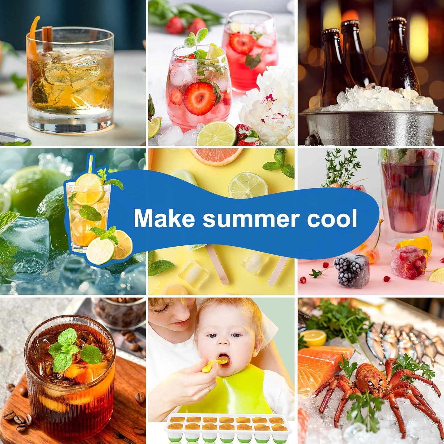 Bandeja de Hielo Weftnom con Tapa - Paquete de 3 Silicona