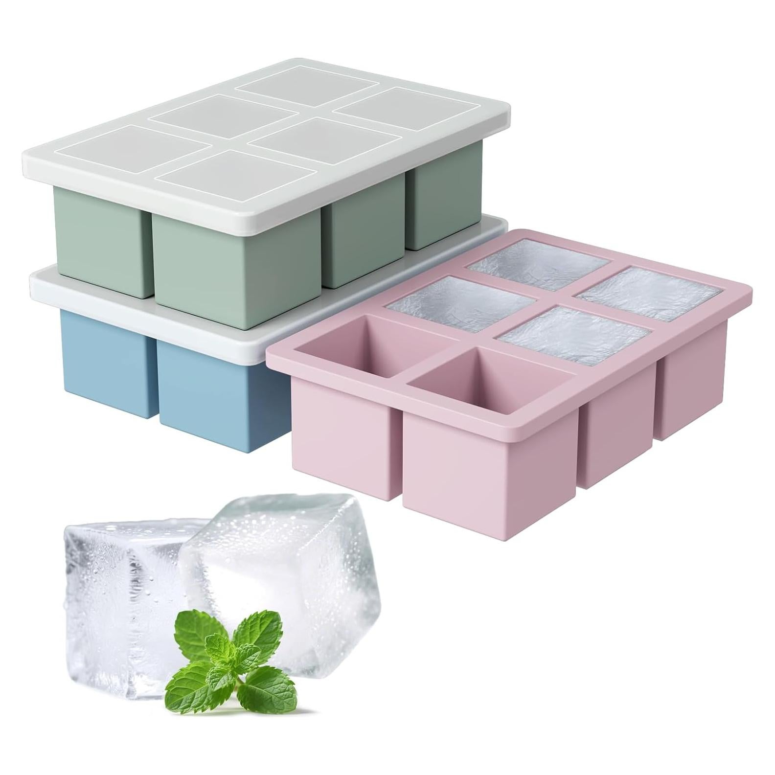 Bandeja de Hielo Grande SAWNZC 3 Pack Silicona Flexible