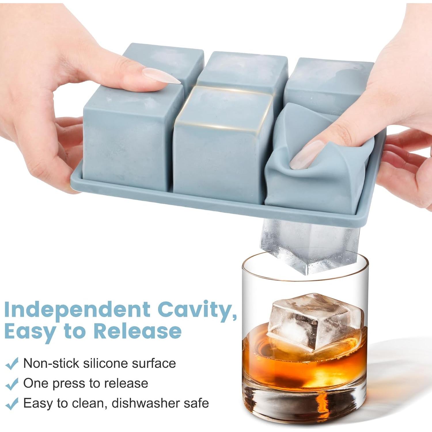 Bandeja de Hielo Grande SAWNZC 3 Pack Silicona Flexible