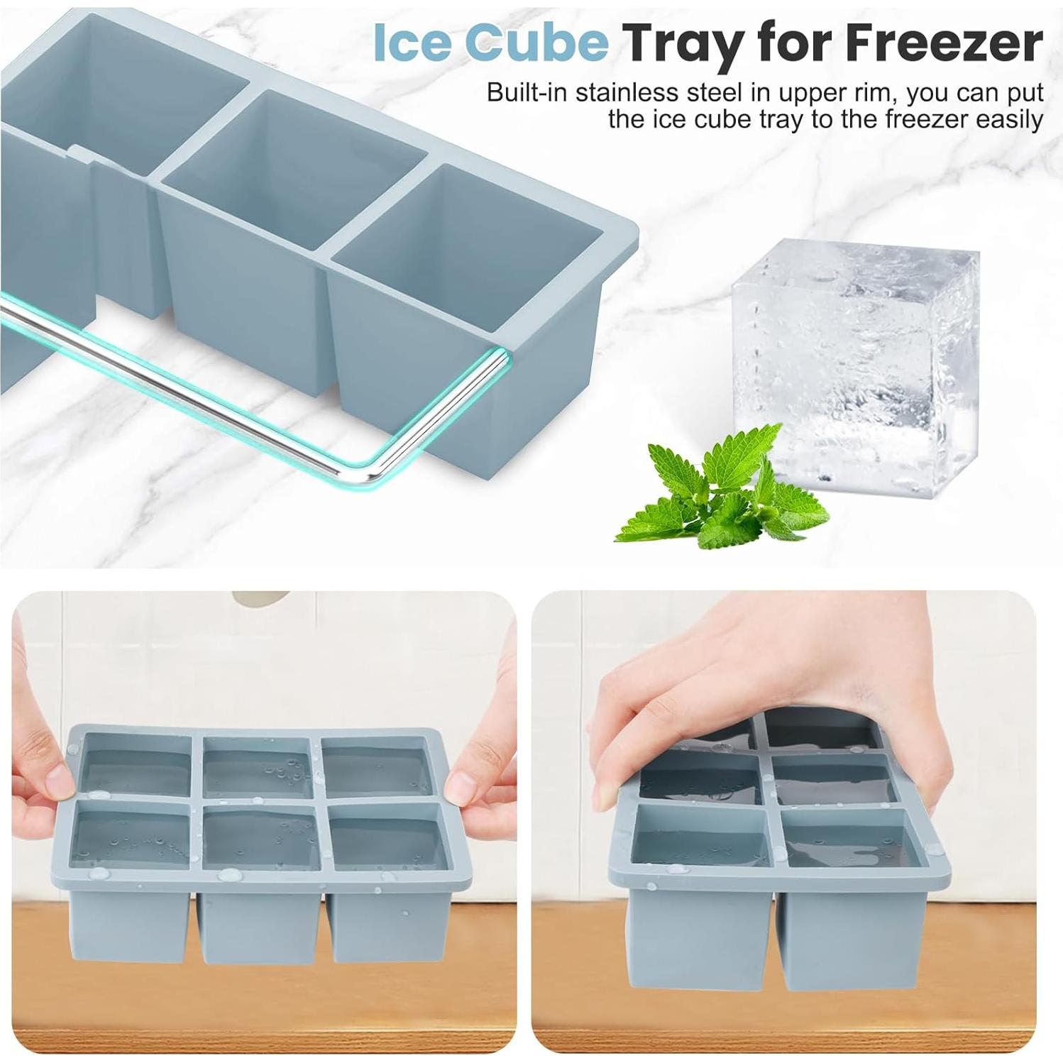 Bandeja de Hielo Grande SAWNZC 3 Pack Silicona Flexible