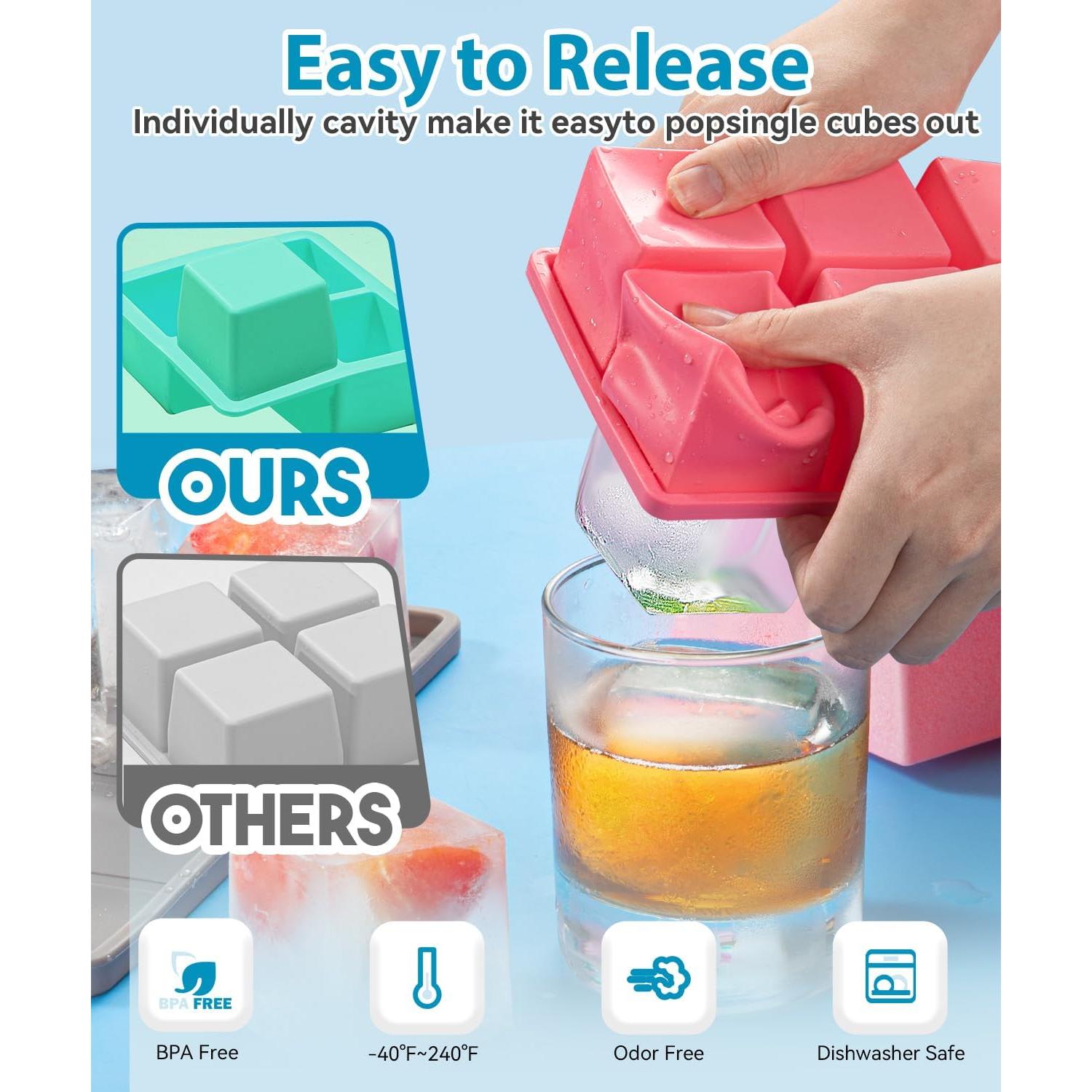 Bandeja de Hielo Grande Lxndaser 2 Piezas Silicona 5.08 cm