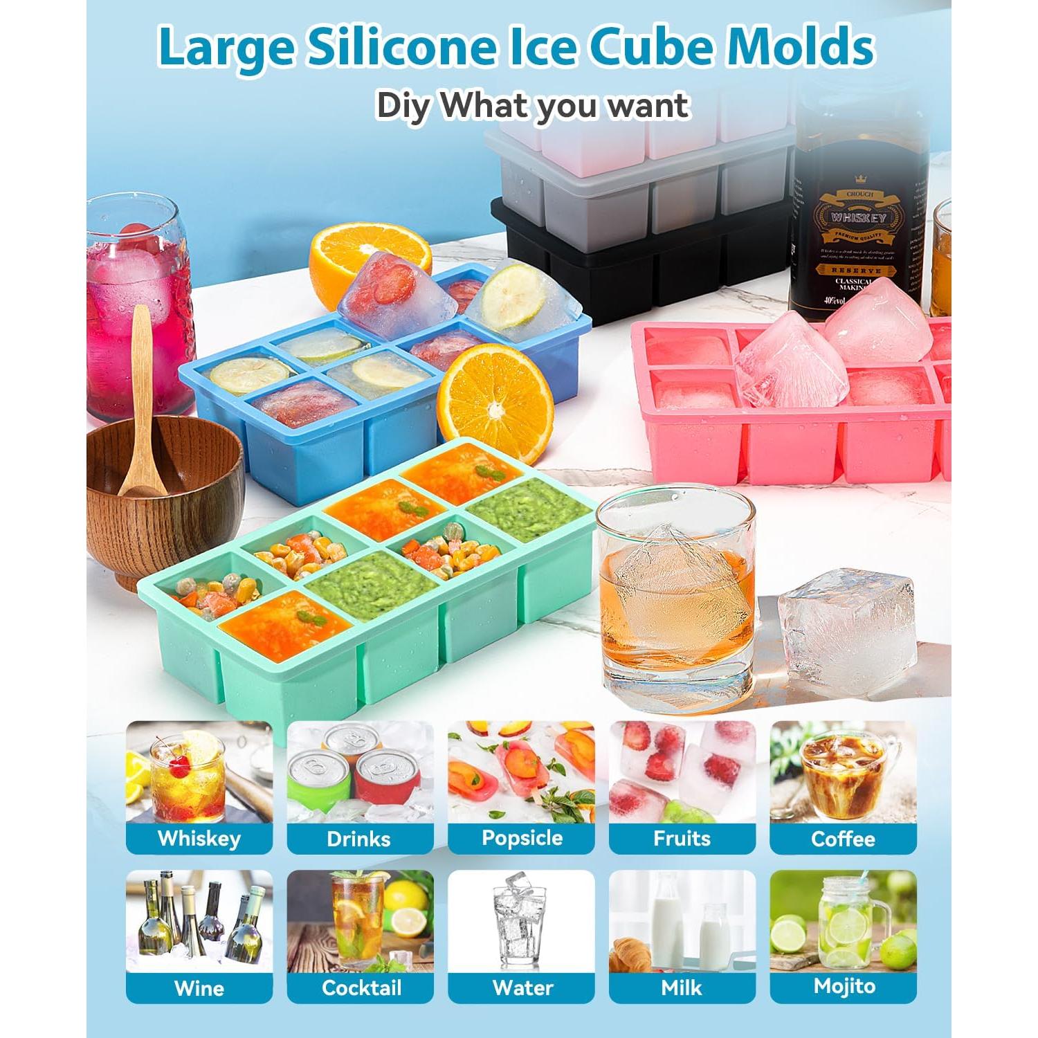 Bandeja de Hielo Grande Lxndaser 2 Piezas Silicona 5.08 cm