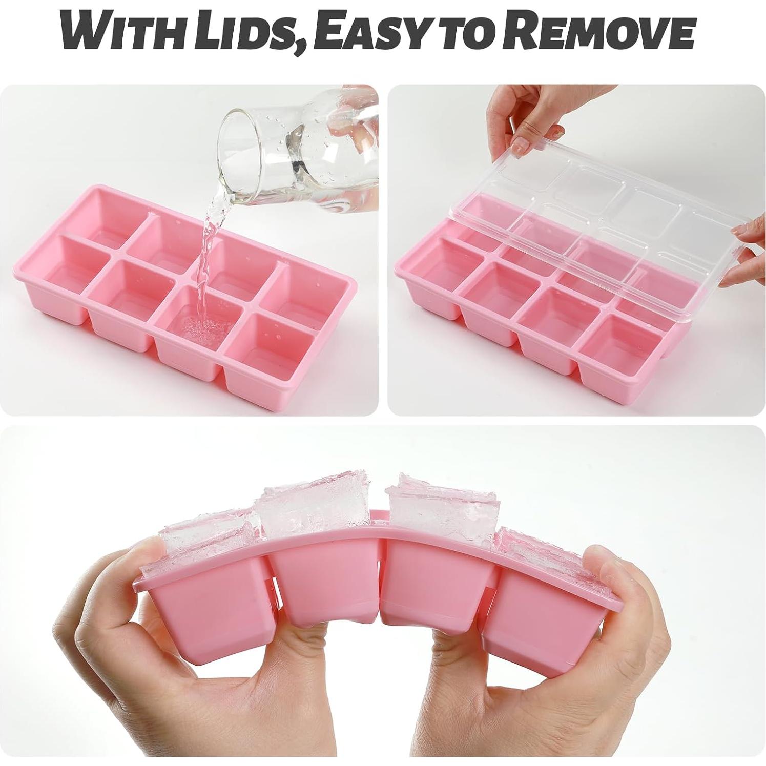 Bandejas de Hielo Grandes Jrisbo 2 Piezas Silicona 16 Cubos