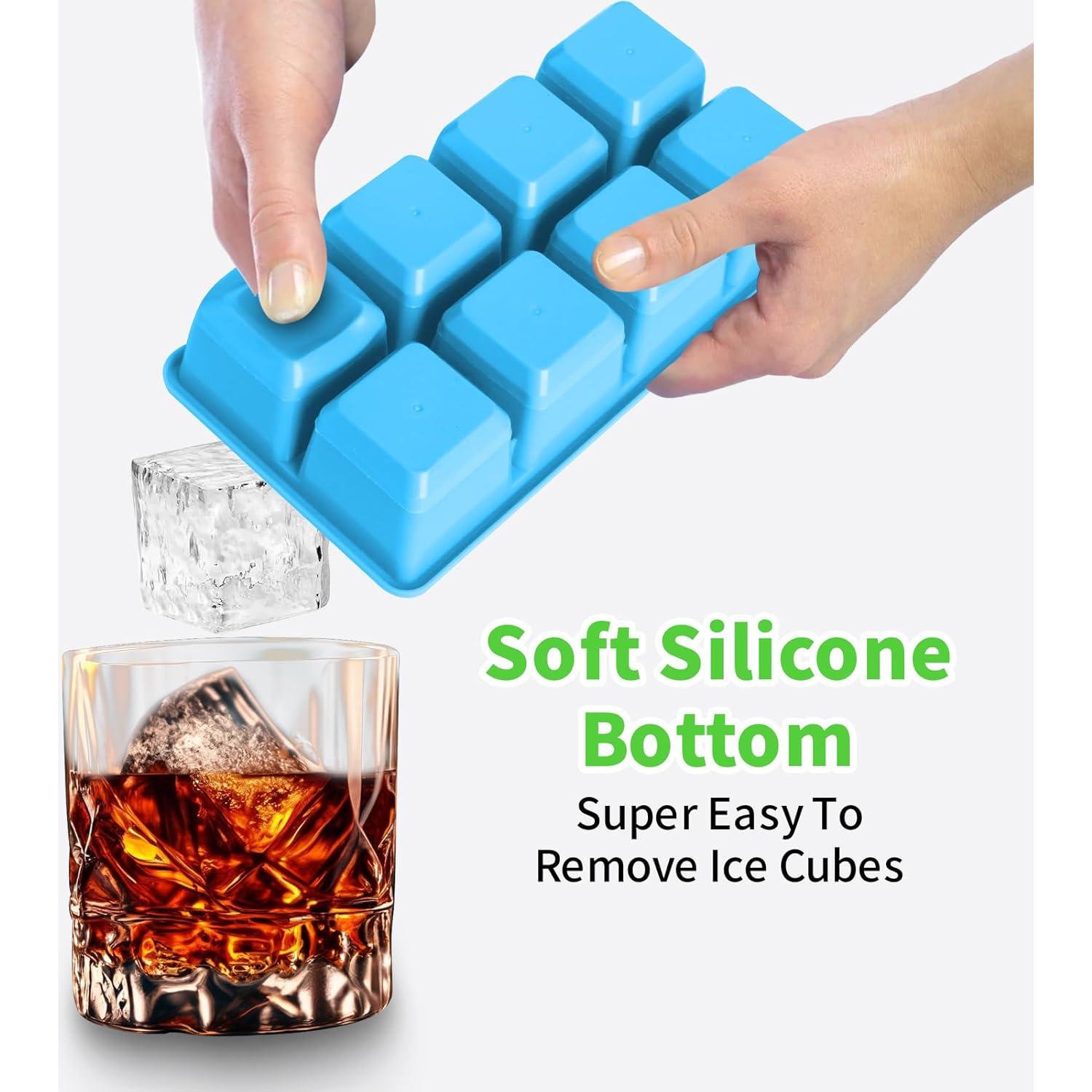 Bandejas de Hielo Grandes Jrisbo 2 Piezas Silicona 16 Cubos