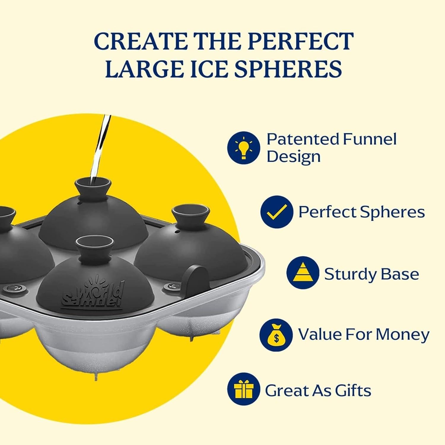 Bandejas de Hielo de Silicona Samuelworld - Combo 4 Esferas y 6 Cubos