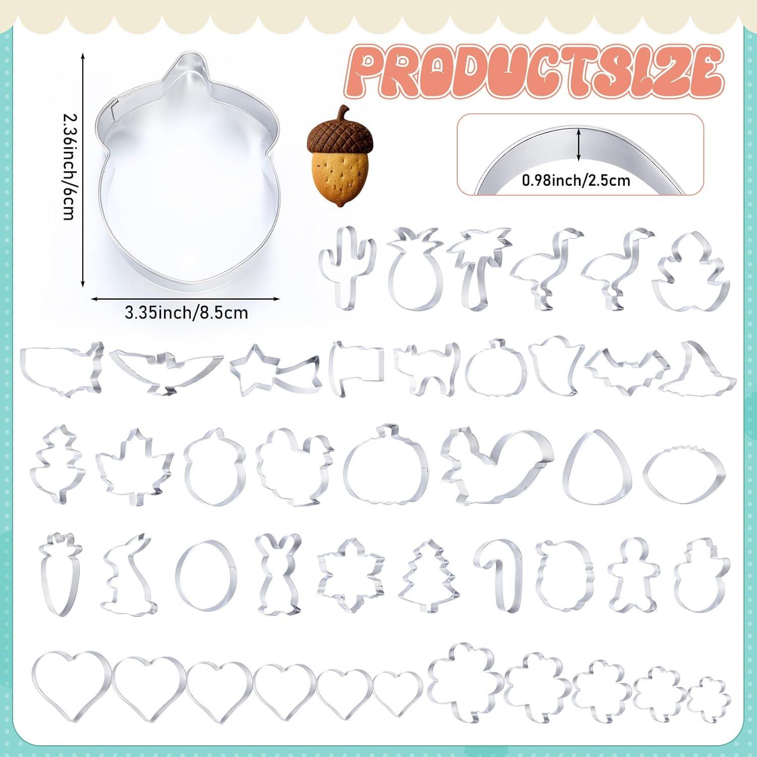 Juego de 44 Cortadores de Galletas Maxdot de Acero Inoxidable