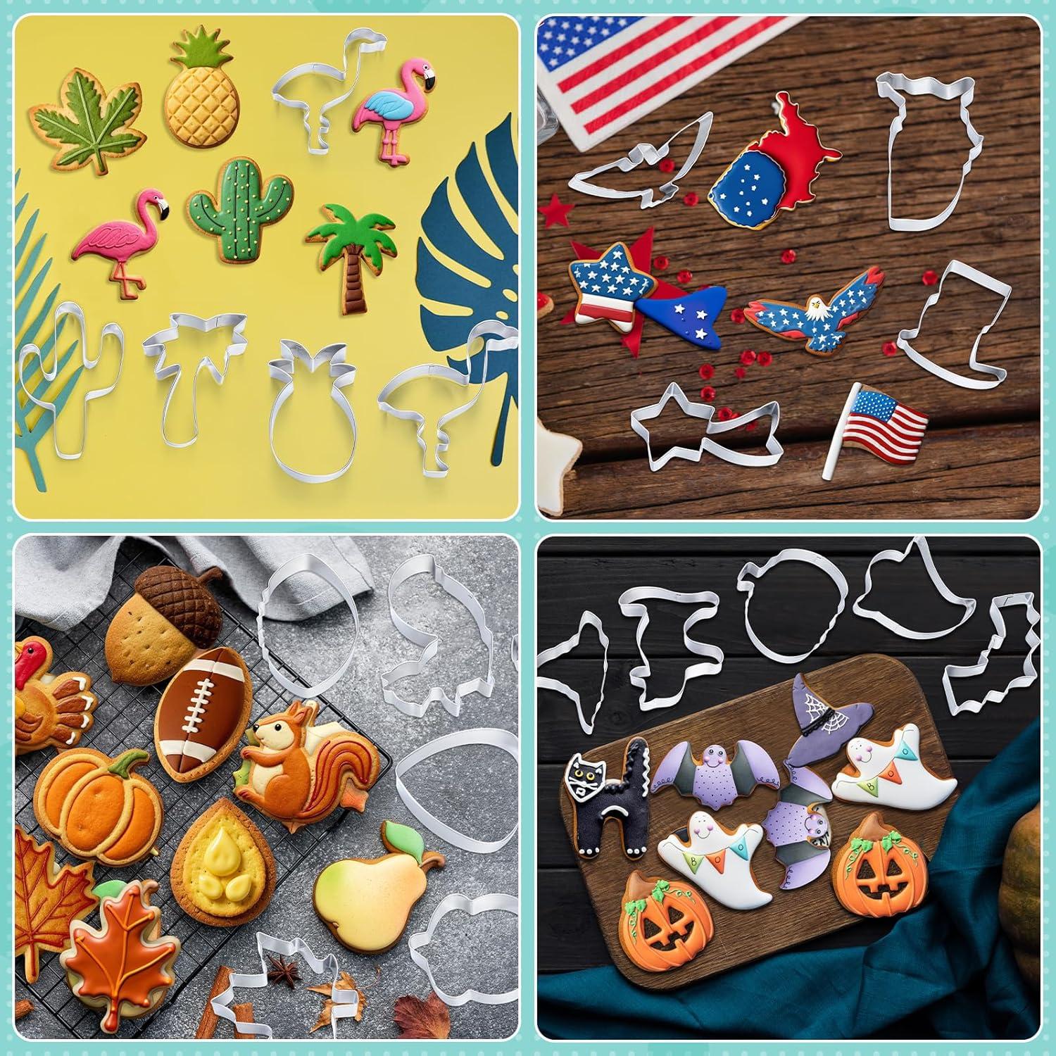 Juego de 44 Cortadores de Galletas Maxdot de Acero Inoxidable