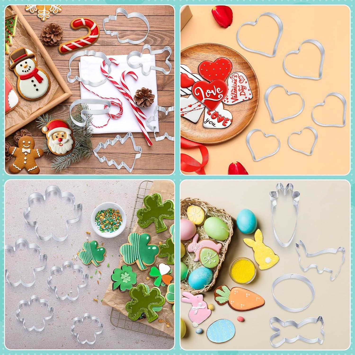 Juego de 44 Cortadores de Galletas Maxdot de Acero Inoxidable