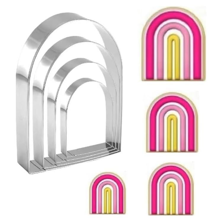 Juego de Cortadores de Galletas Arqueados ANCKNE 4 Piezas Acero Inoxidable