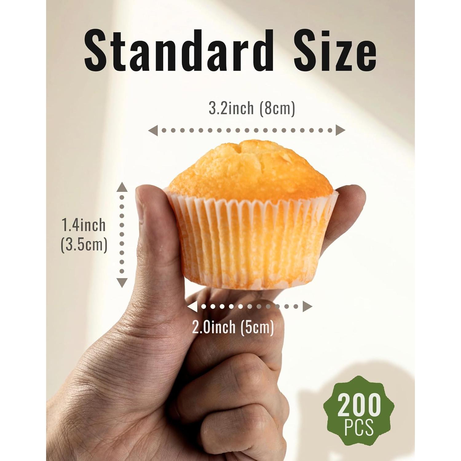 200 Forros de Cupcake Bake Choice Blancos Estándar Antiadherentes