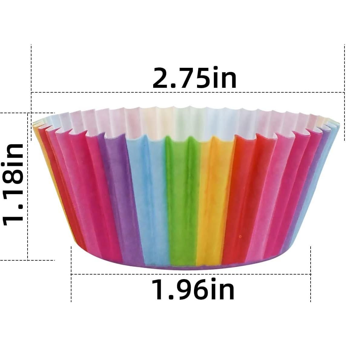 Paquete de 100 forros para cupcakes arcoíris Yuntop - 7 cm