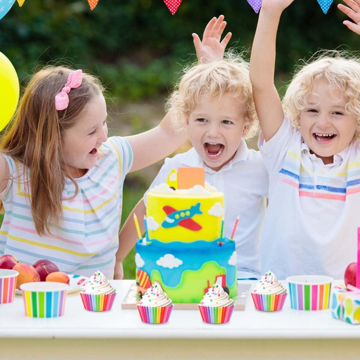 Paquete de 100 forros para cupcakes arcoíris Yuntop - 7 cm