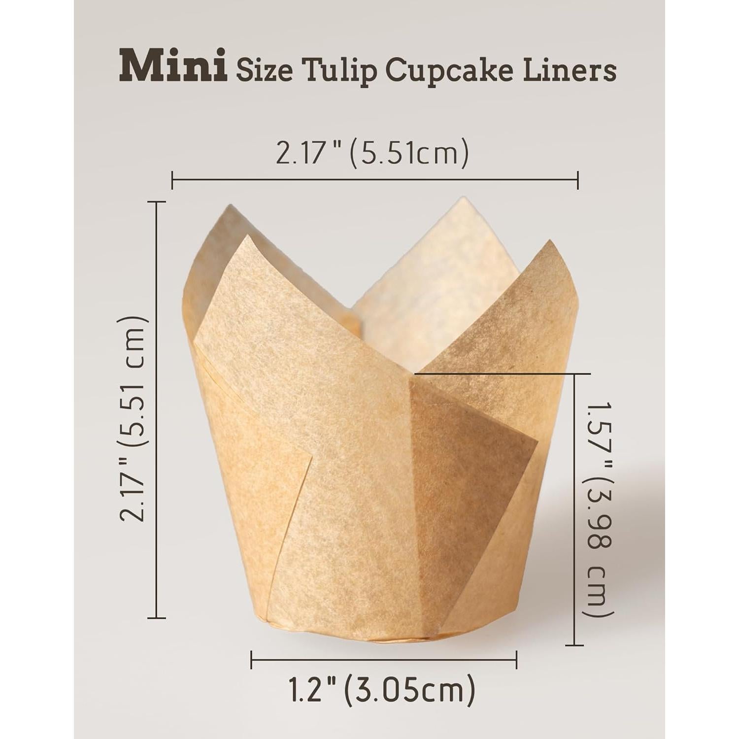 200 Mini Tuliperas Naturales Bake Choice para Cupcakes