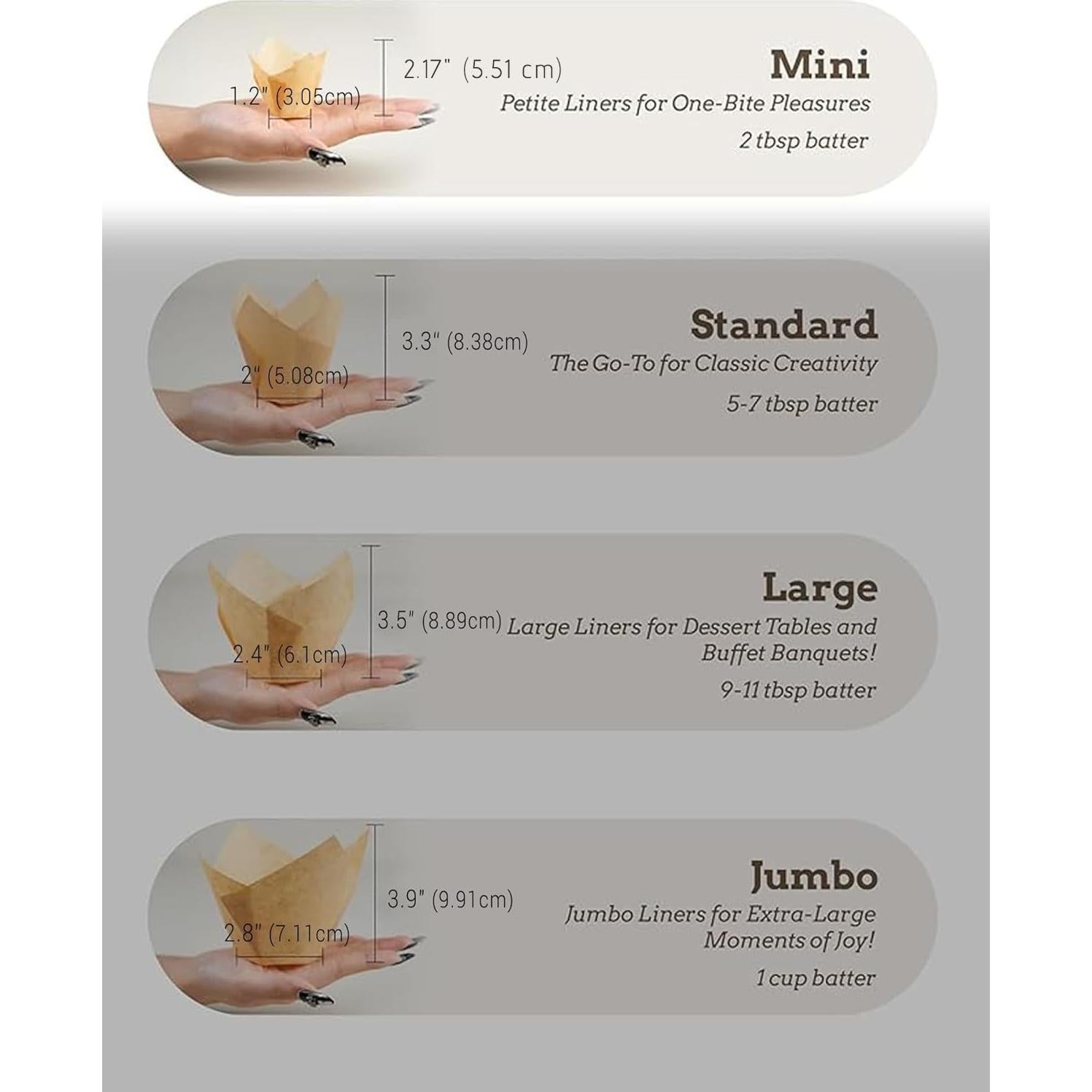 200 Mini Tuliperas Naturales Bake Choice para Cupcakes