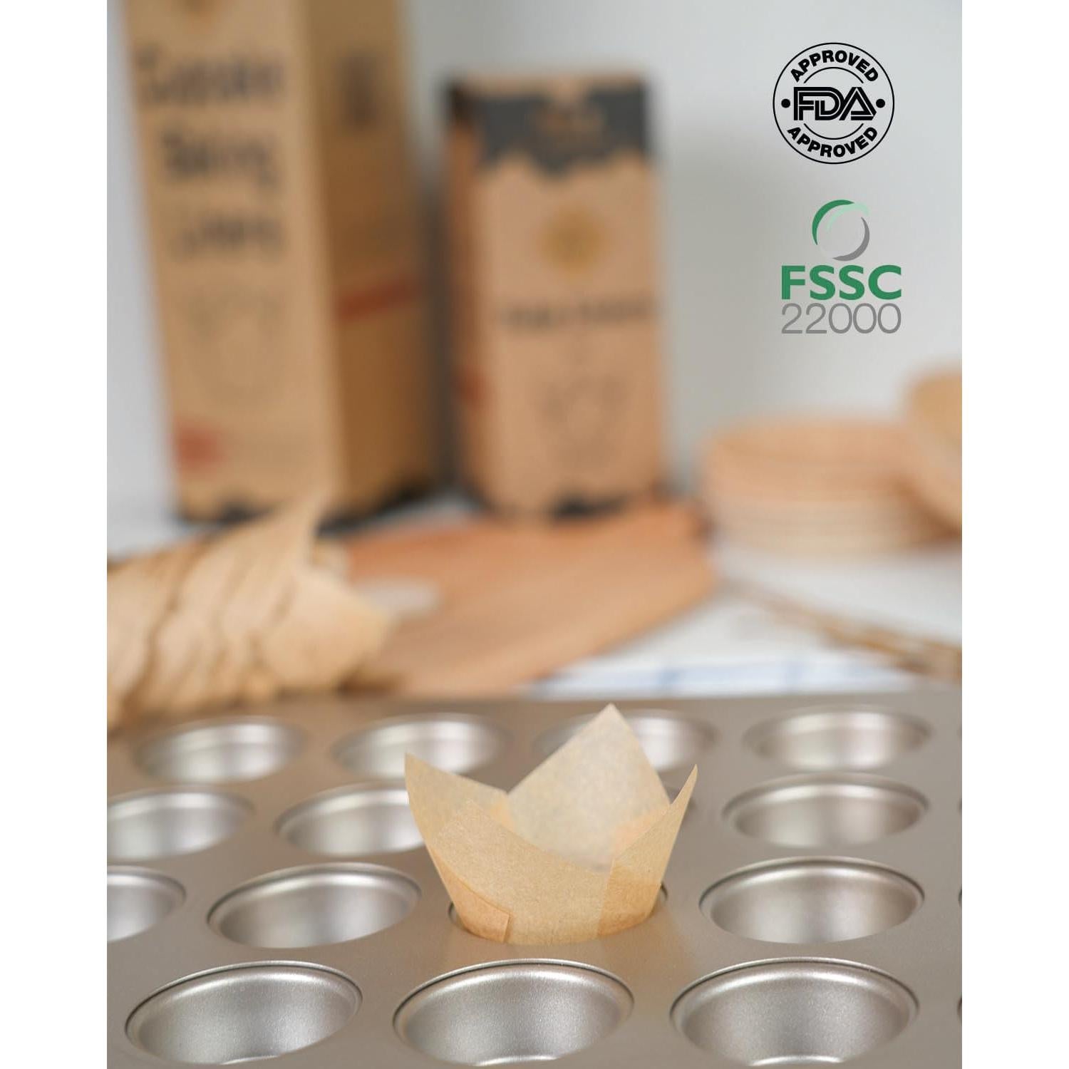 200 Mini Tuliperas Naturales Bake Choice para Cupcakes