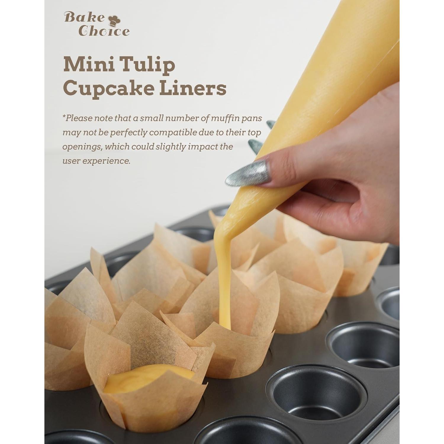 200 Mini Tuliperas Naturales Bake Choice para Cupcakes