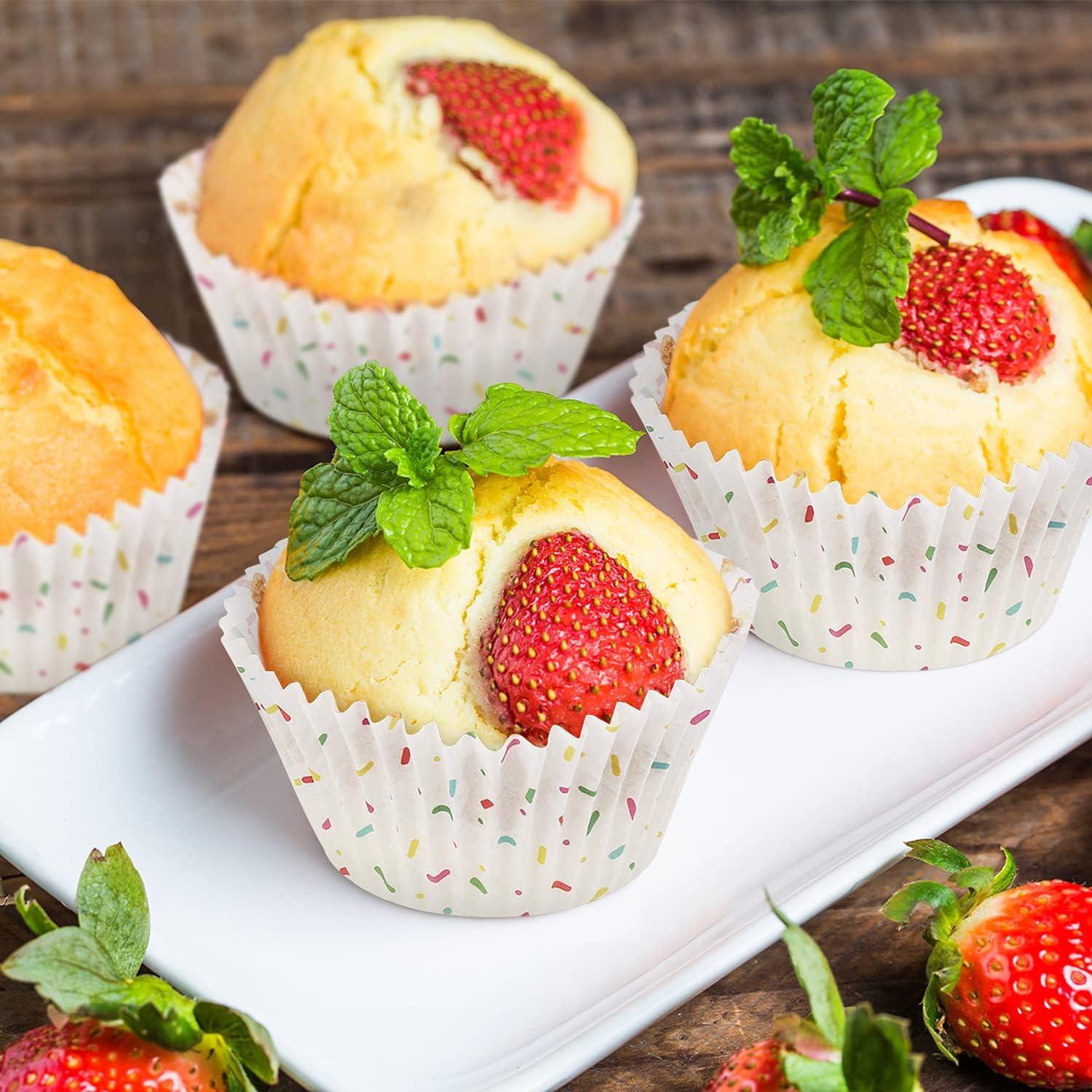 Forros para Cupcake Gifbera 200 Unidades Blancos con Chispas