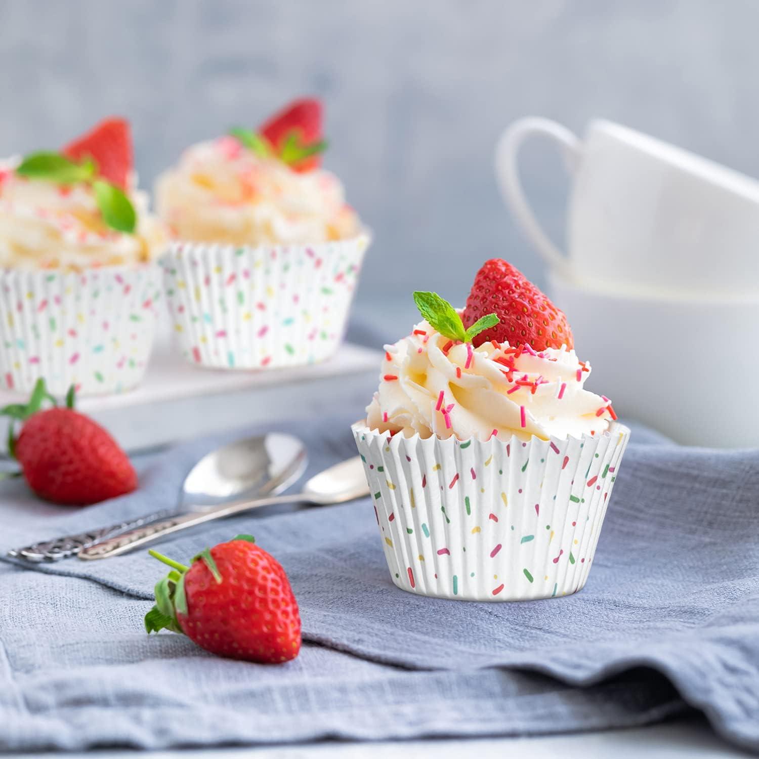 Forros para Cupcake Gifbera 200 Unidades Blancos con Chispas