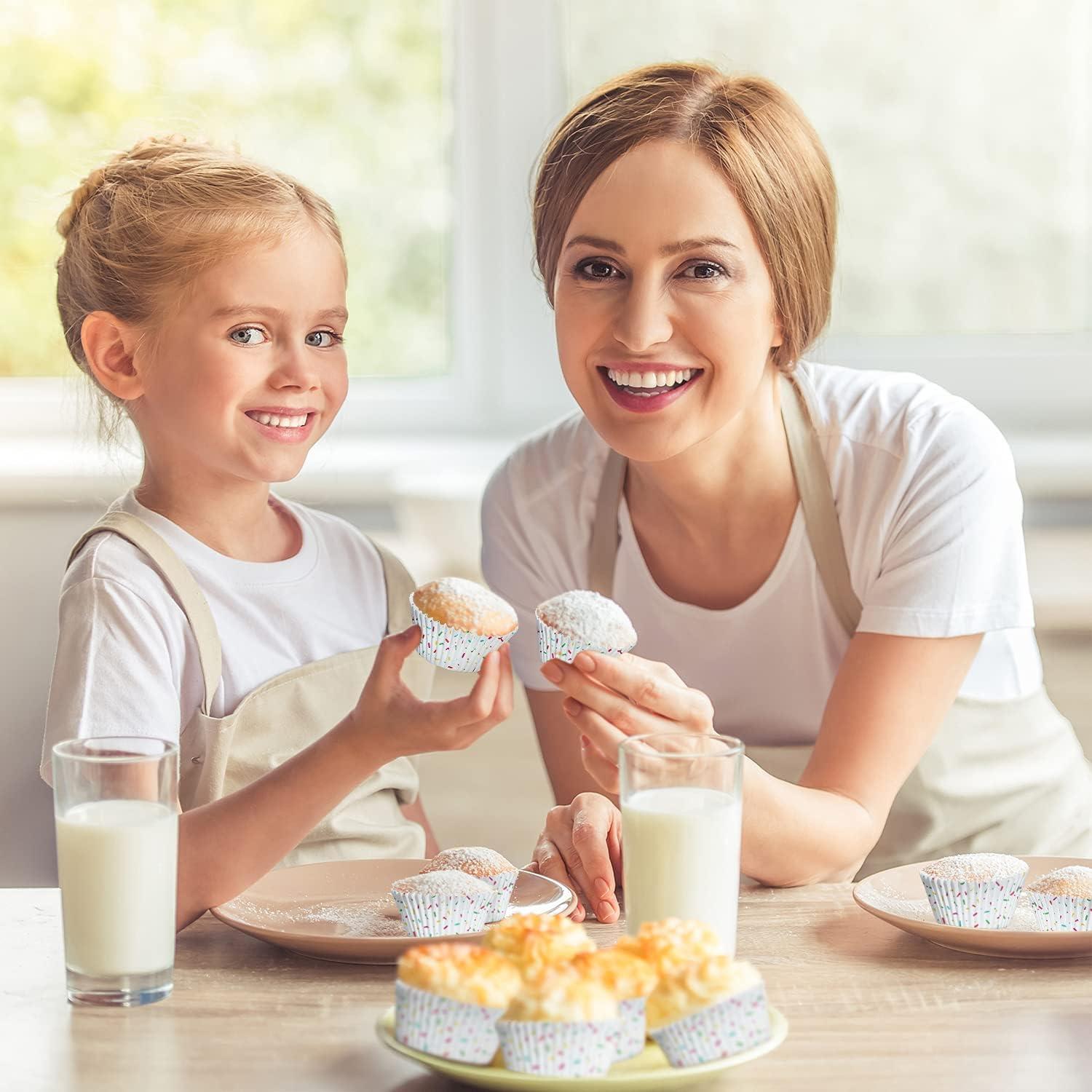 Forros para Cupcake Gifbera 200 Unidades Blancos con Chispas