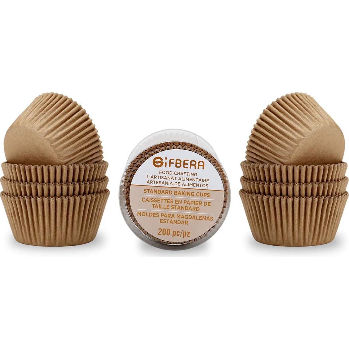 Forros para Cupcakes Estándar GiFBERA 200 Unidades Naturales