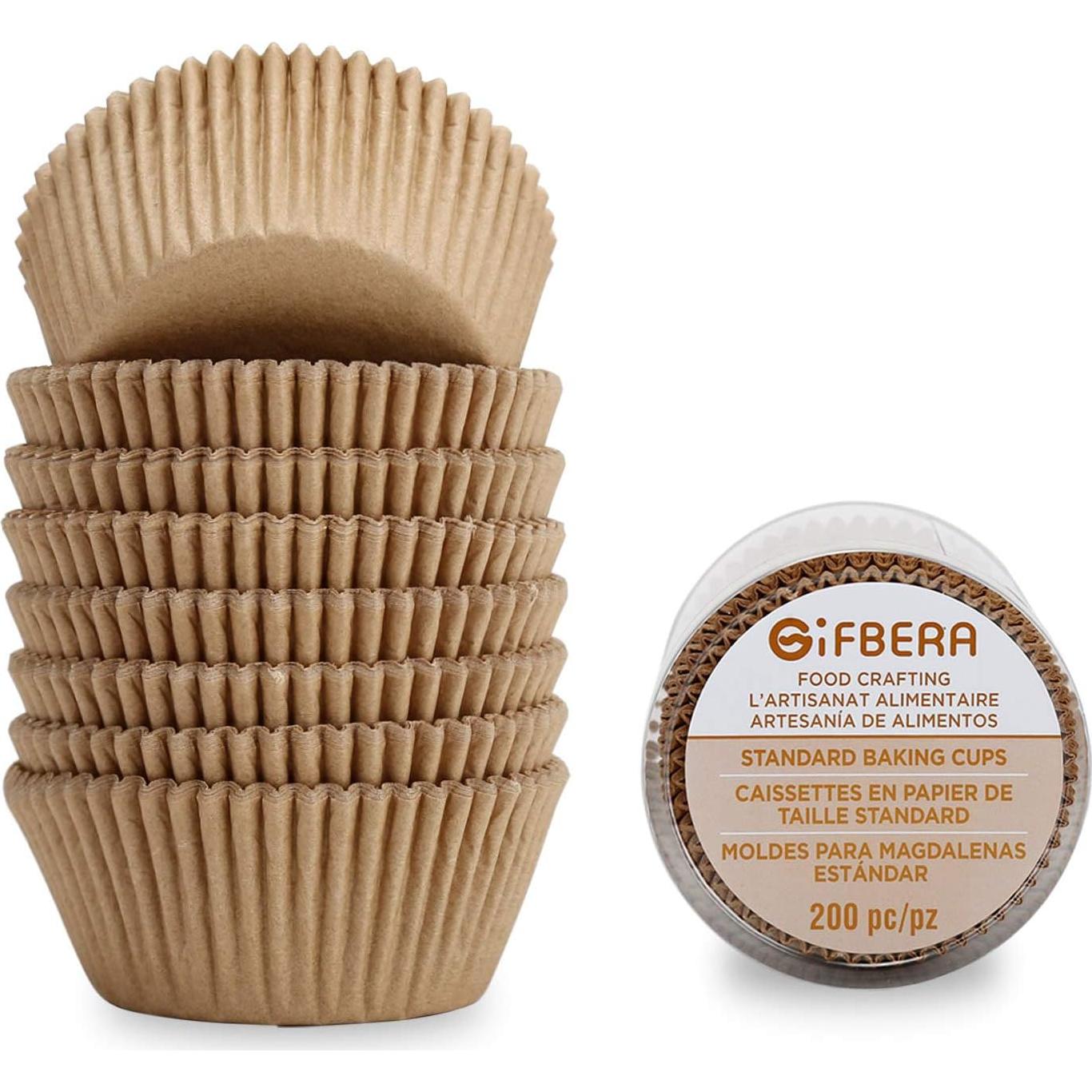 Forros para Cupcakes Estándar GiFBERA 200 Unidades Naturales