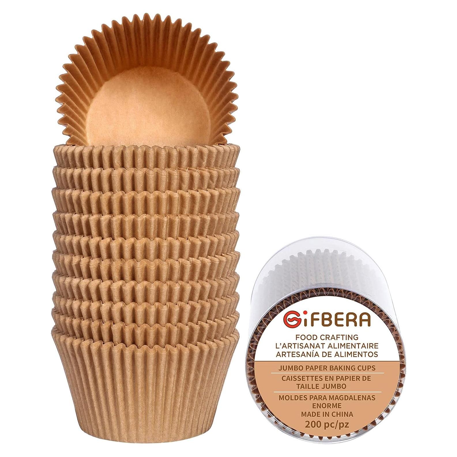 Forros de Cupcake Jumbo GiFBERA 200 Unidades Papel Natural