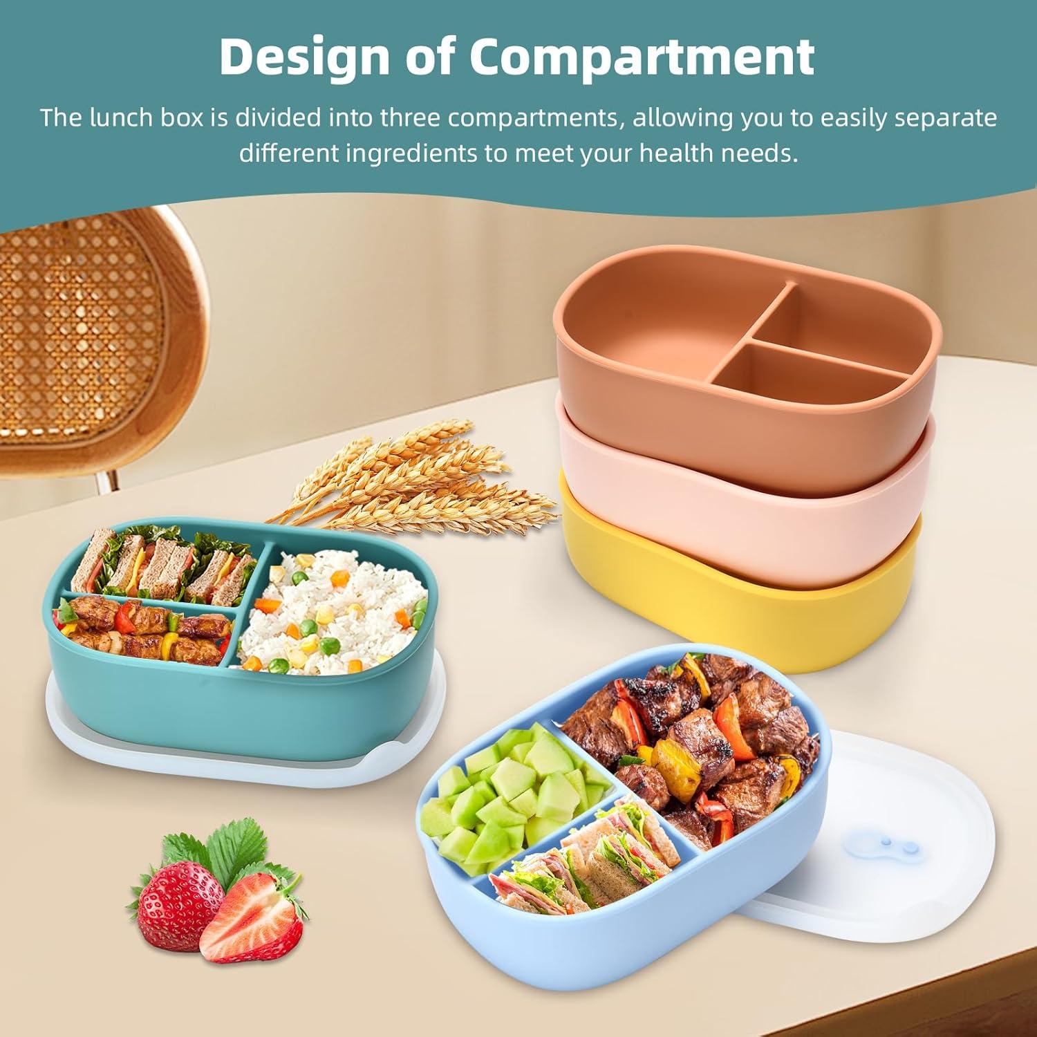 Caja Bento Orghcyi de Silicona 3 Compartimentos 0.4 kg