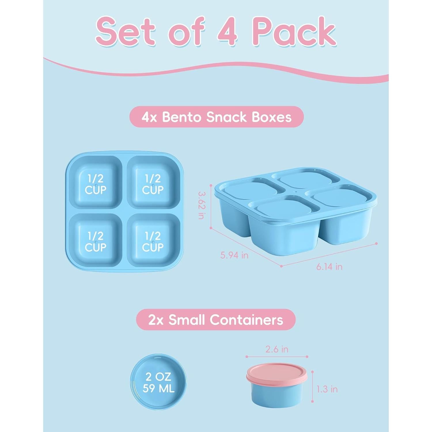Juego de 4 Contenedores para Snacks Canfanni 473 ml BPA Free