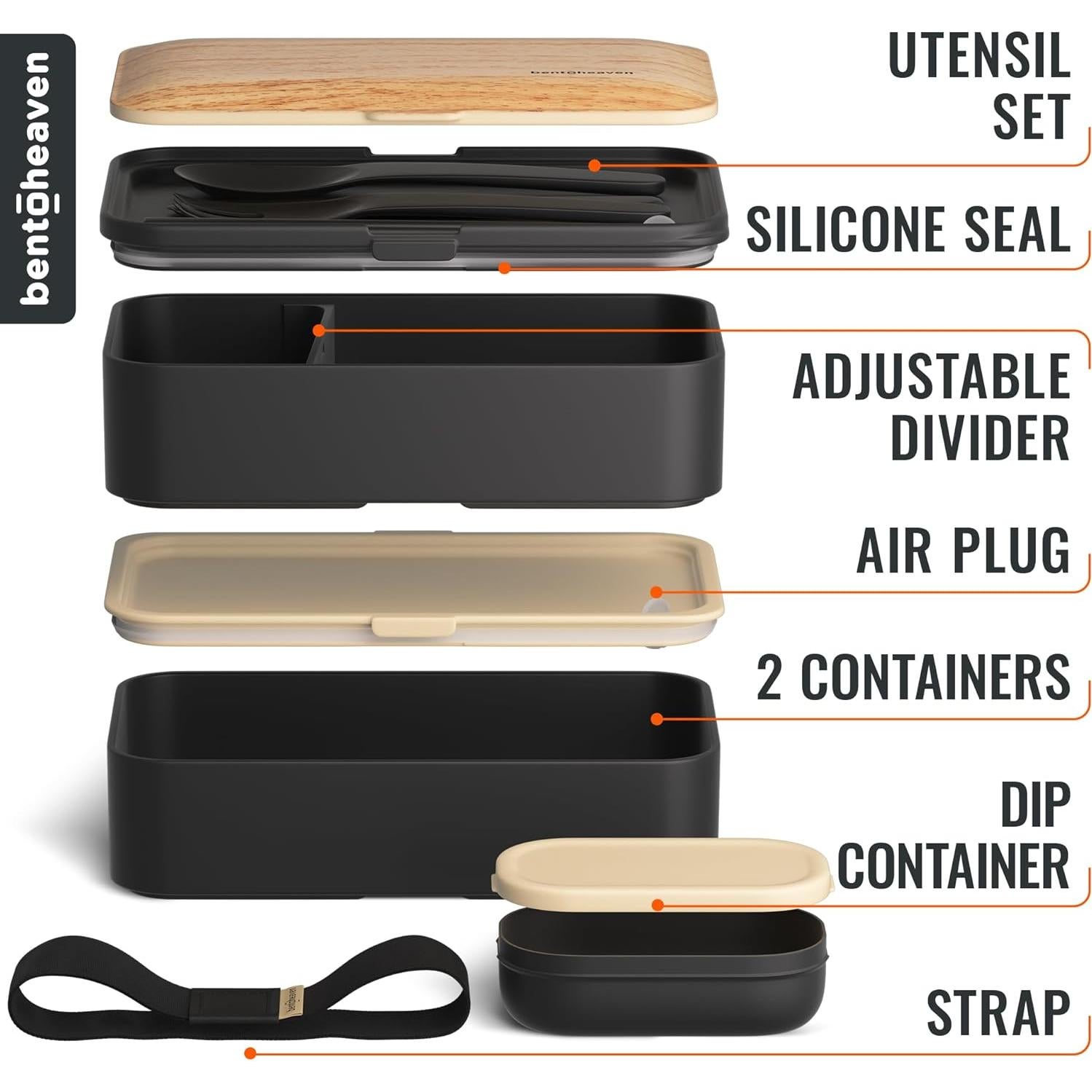 Caja Bento Premium Bentoheaven 1200 ml Apta Microondas y Lavavajillas