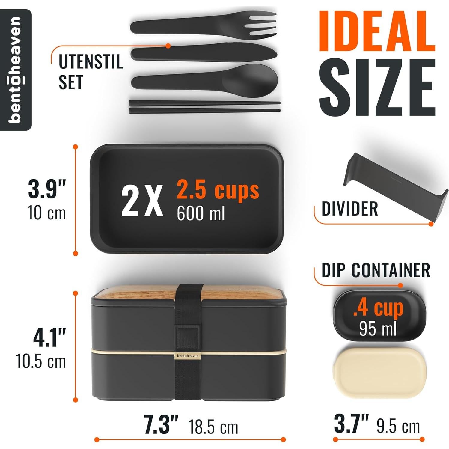 Caja Bento Premium Bentoheaven 1200 ml Apta Microondas y Lavavajillas