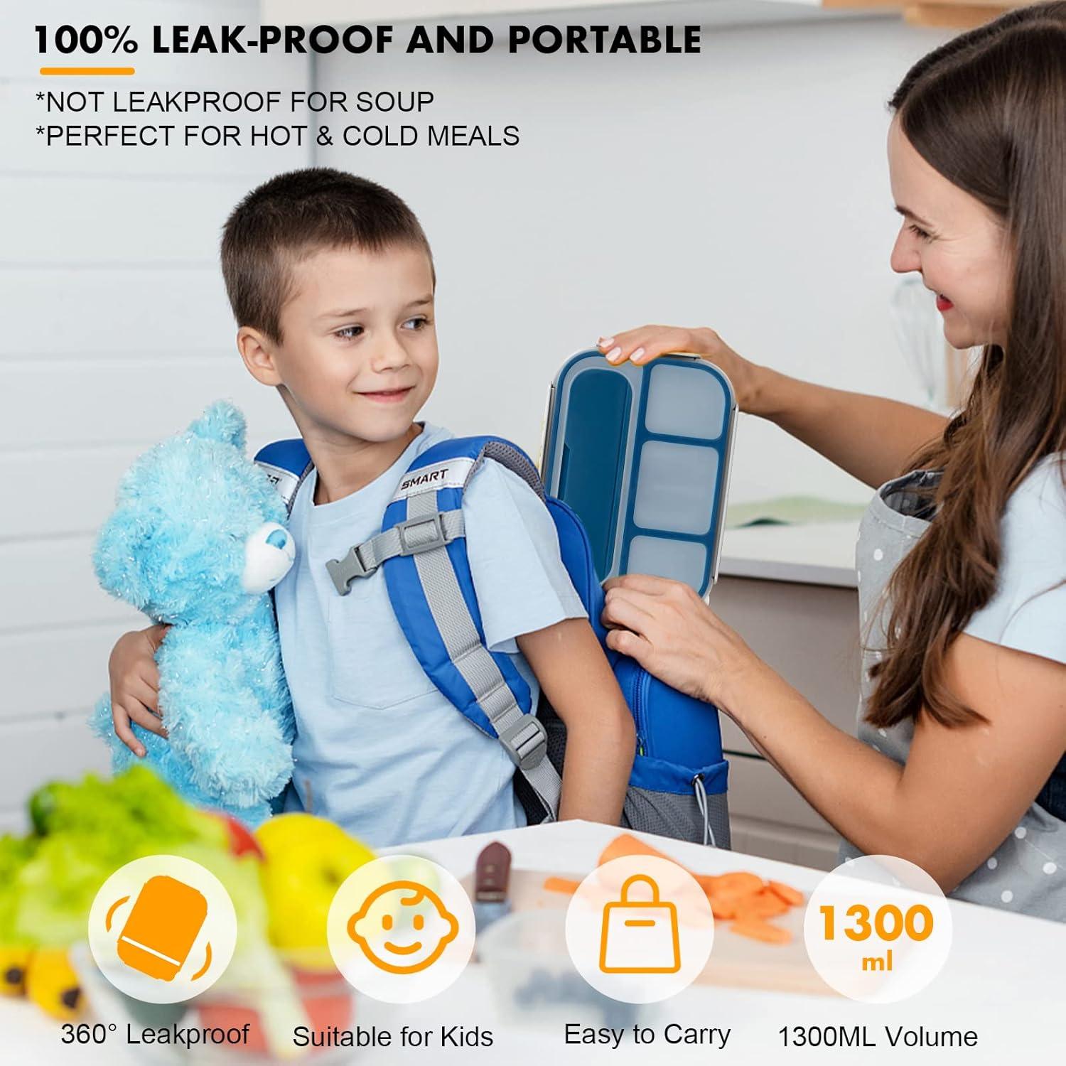 Caja Bento Yumuk 1300ML Azul con 4 Compartimentos y Accesorios