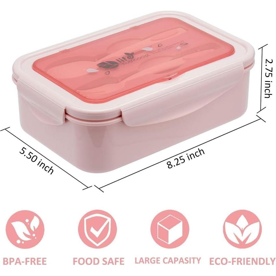 Caja Bento LOVINA 1100 ML Rosa - Apta Microondas y Lavavajillas