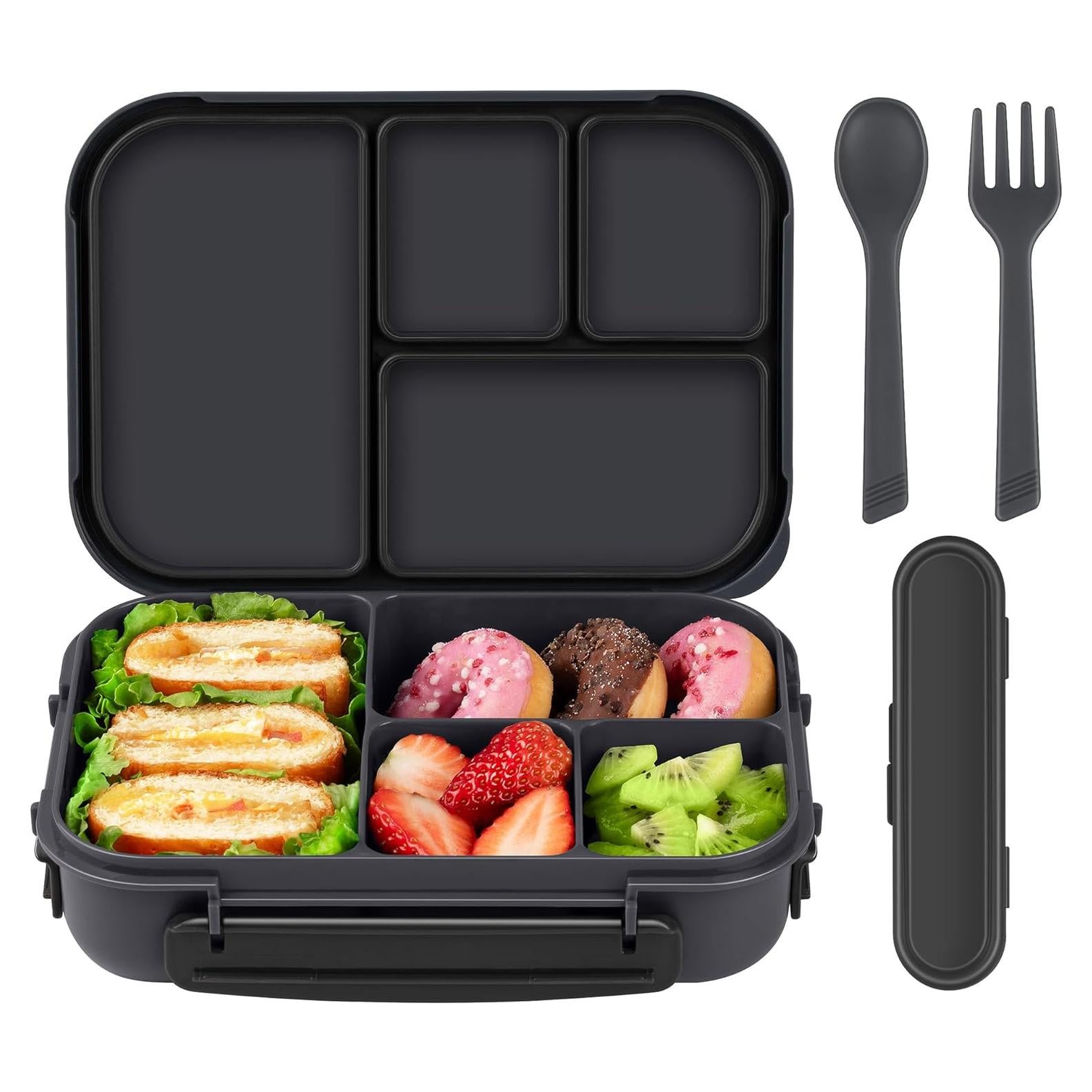 Caja de Almuerzo Bento Amathley 1200ml 4 Compartimentos Gris