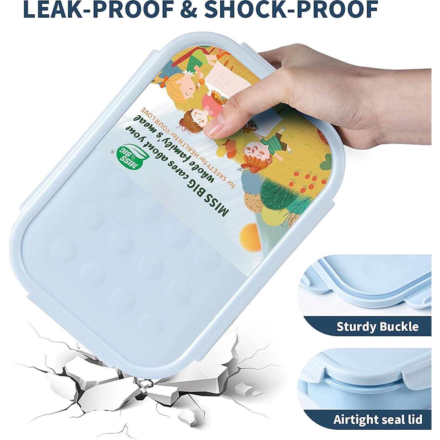 Caja Bento para Niños MISS BIG 1150ml Azul a Prueba de Fugas