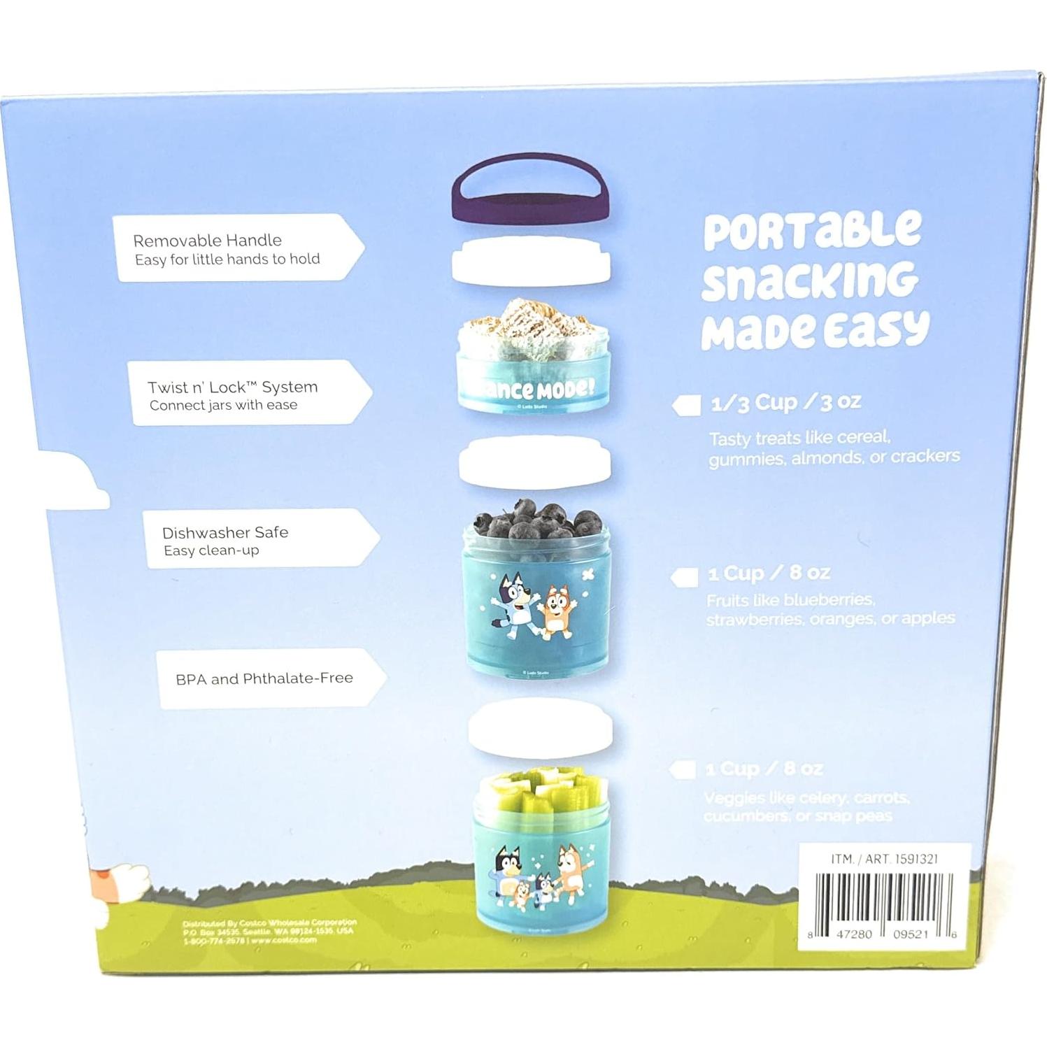 Contenedores de Bocadillos Apilables Whiskware Bluey 3 Piezas