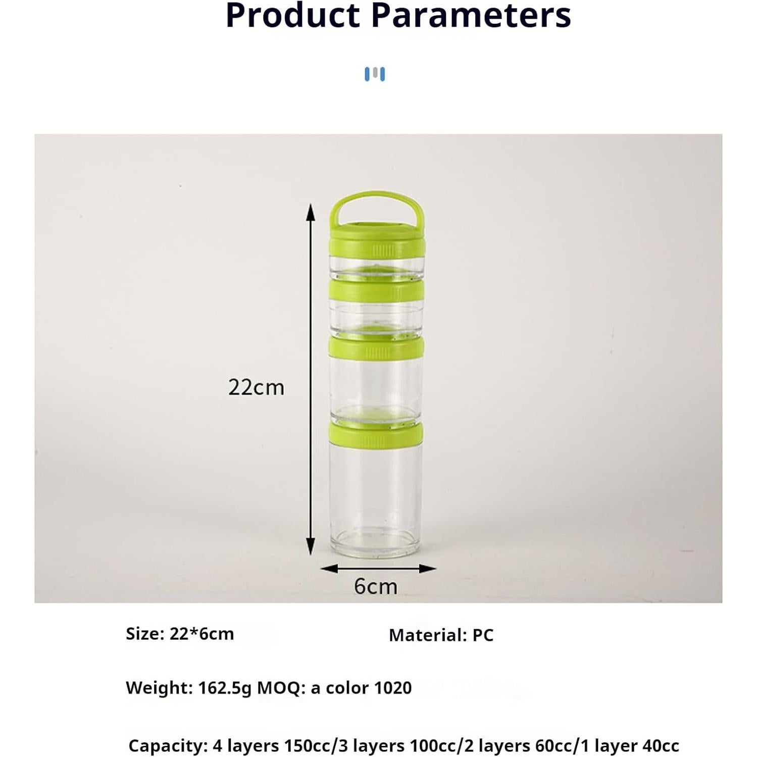 Contenedor Apilable para Snacks Manwetye 2PCS 350ml Negro Verde