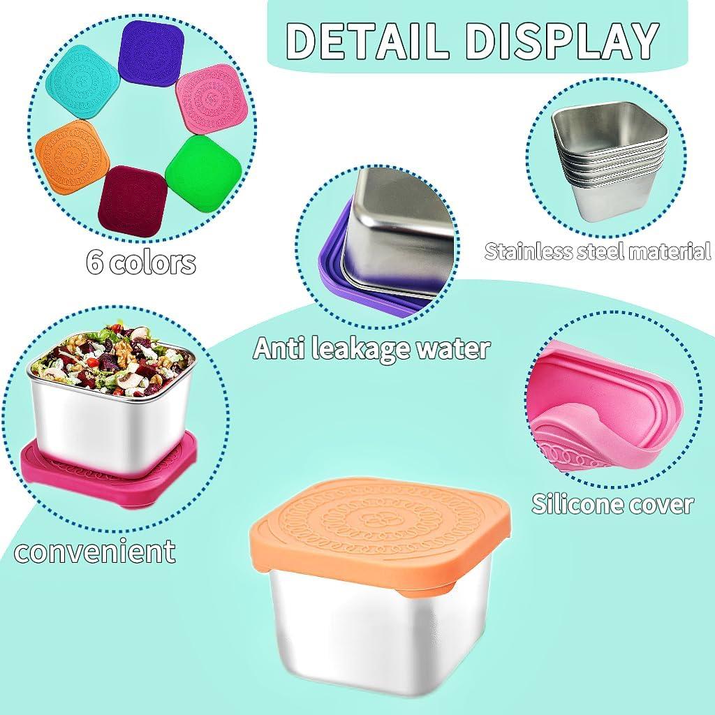 6 Contenedores de Snack de Acero Inoxidable SEUOX 180ml