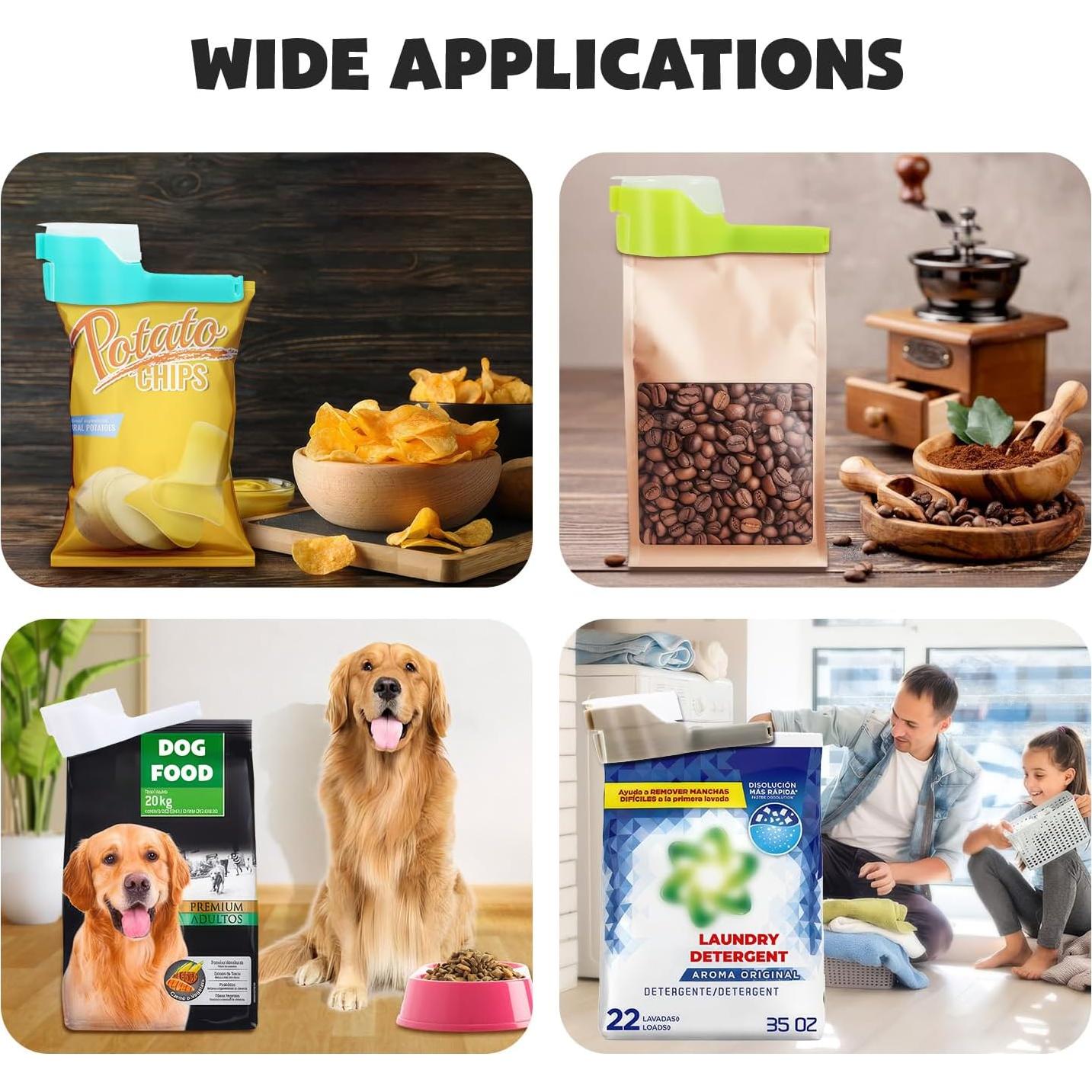 4 Clips de Sellado con Boquilla 365Home para Alimentos - Blanco