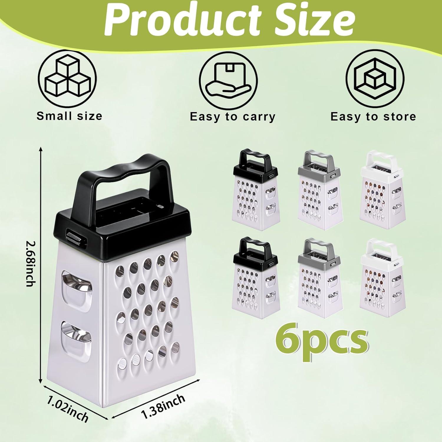 6 Mini Ralladores de Queso Ptwola Acero Inoxidable 6.7x3.7 cm