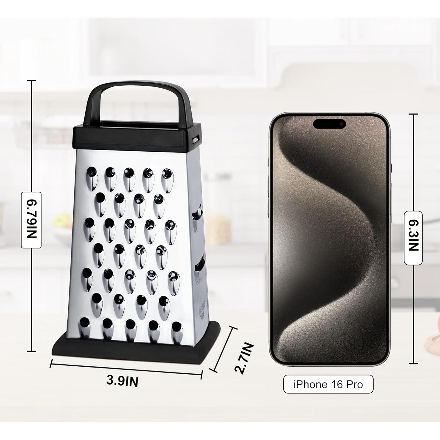 Rallador de Queso Kaishun Mini Acero Inoxidable 4 Lados Negro