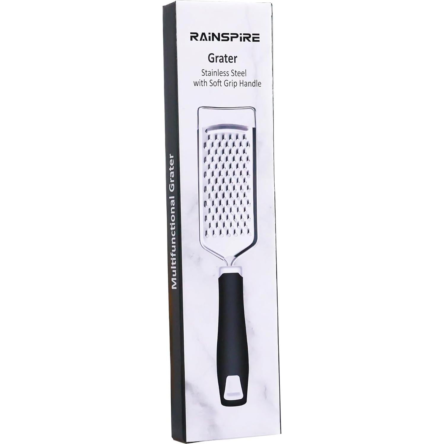 Rallador de Queso Rainspire de Acero Inoxidable Negro 25.9 cm