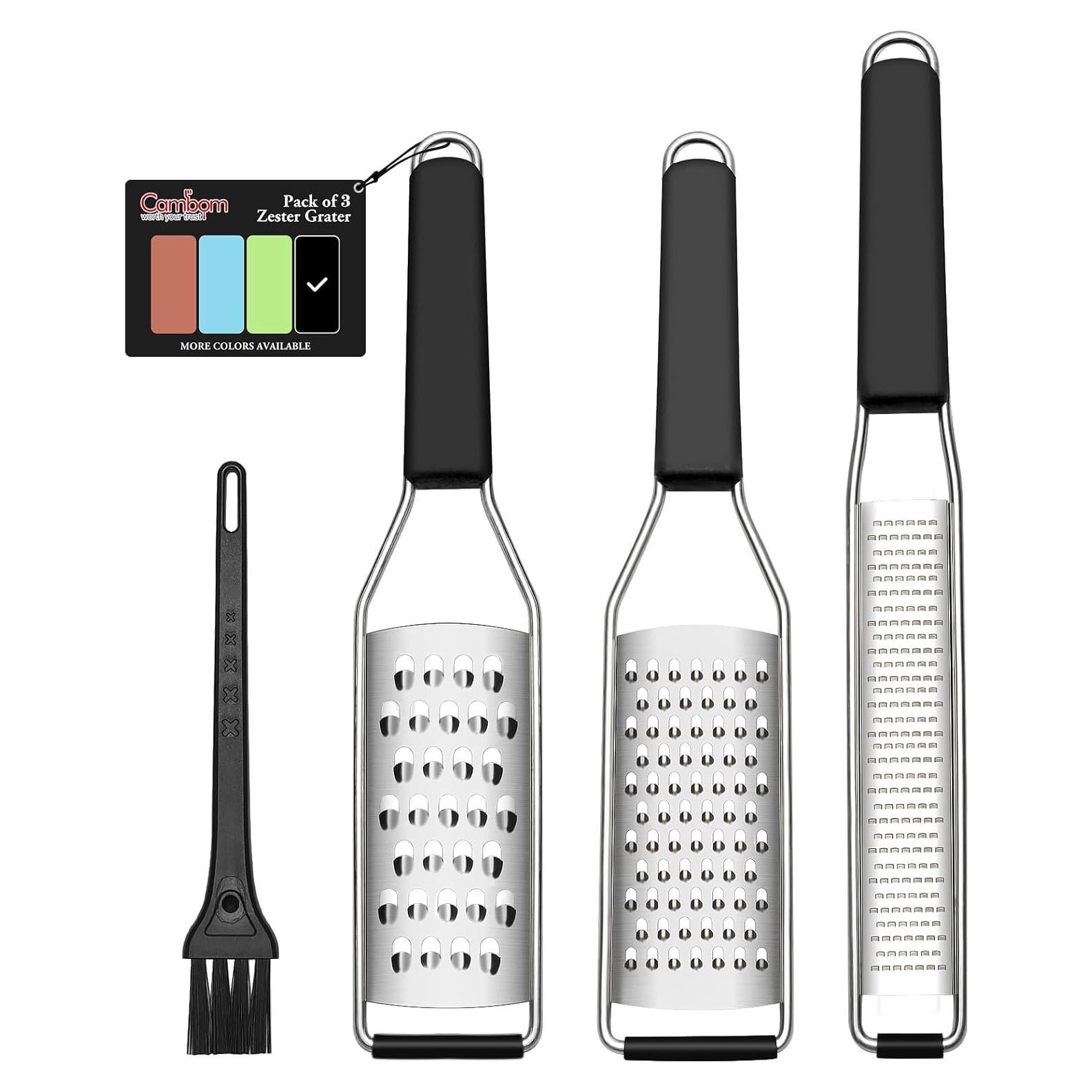 Juego de Ralladores Cambom de Acero Inoxidable 3 Piezas Negro