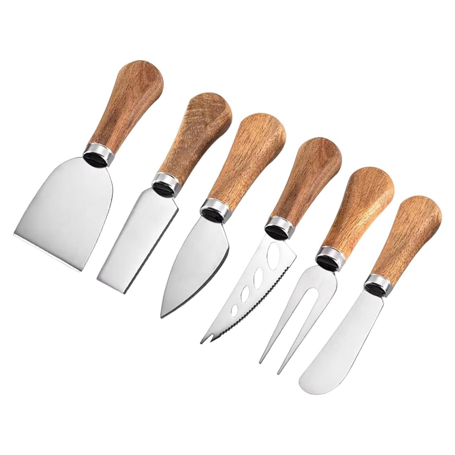 Juego de 6 cuchillos para queso Guojanfon - Acero inoxidable y madera