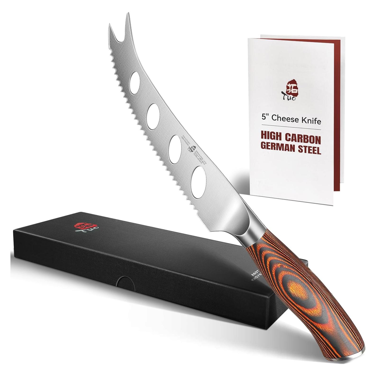 Cuchillo de Queso TUO 13.97 cm Acero Alemán Mango Pakkawood