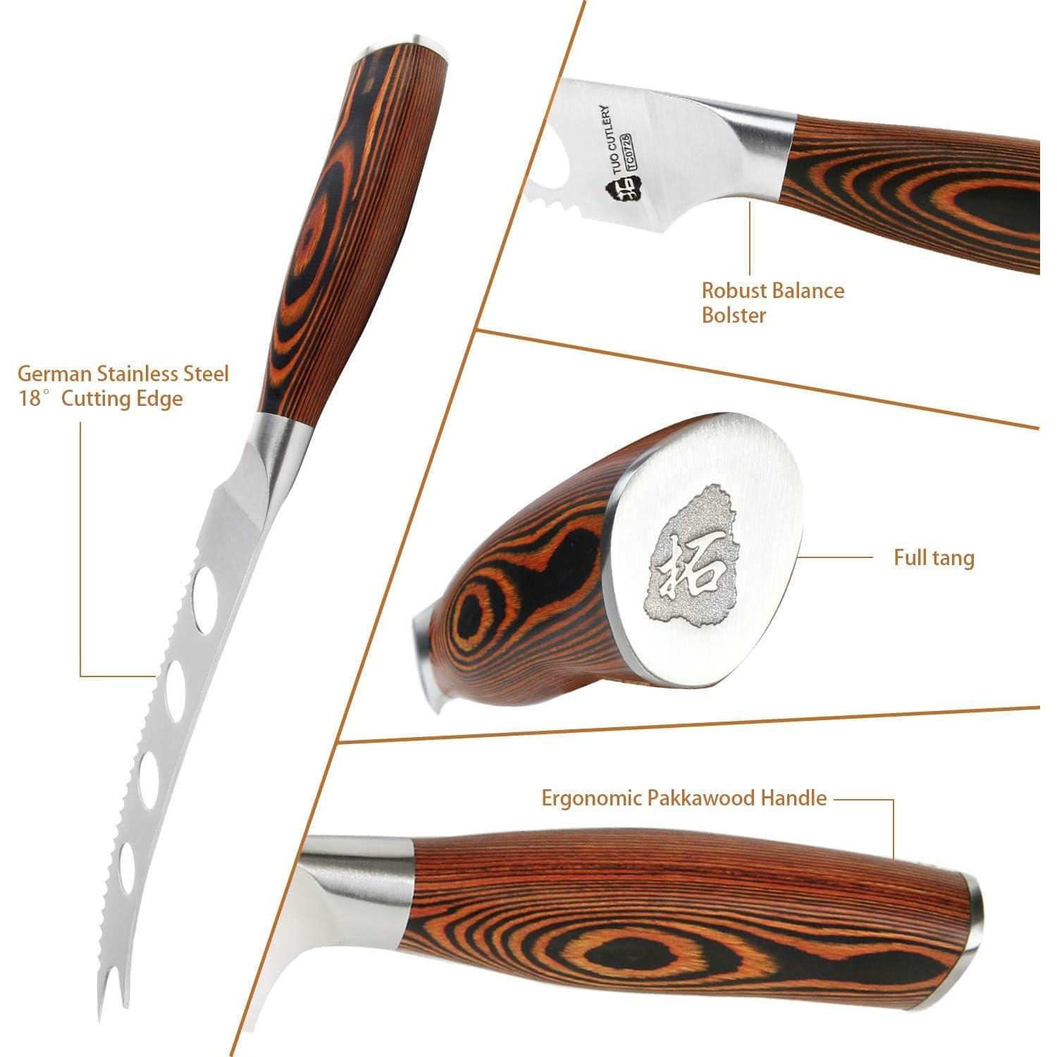 Cuchillo de Queso TUO 13.97 cm Acero Alemán Mango Pakkawood