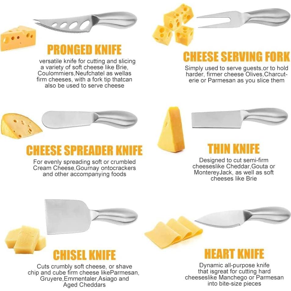 Juego de Cuchillos para Queso Clarmonde - Acero Inoxidable Premium - 6 Piezas