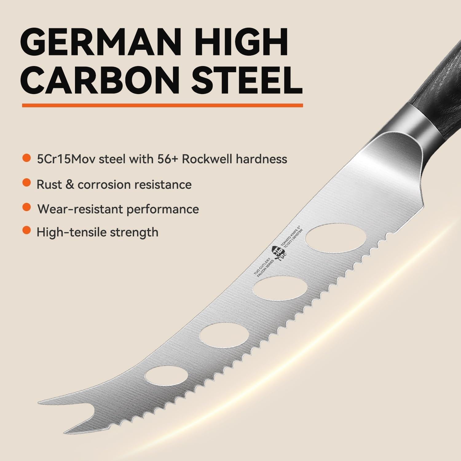 Cuchillo de Queso TUO 12.7 cm con Tenedor y Hoja Antiadherente