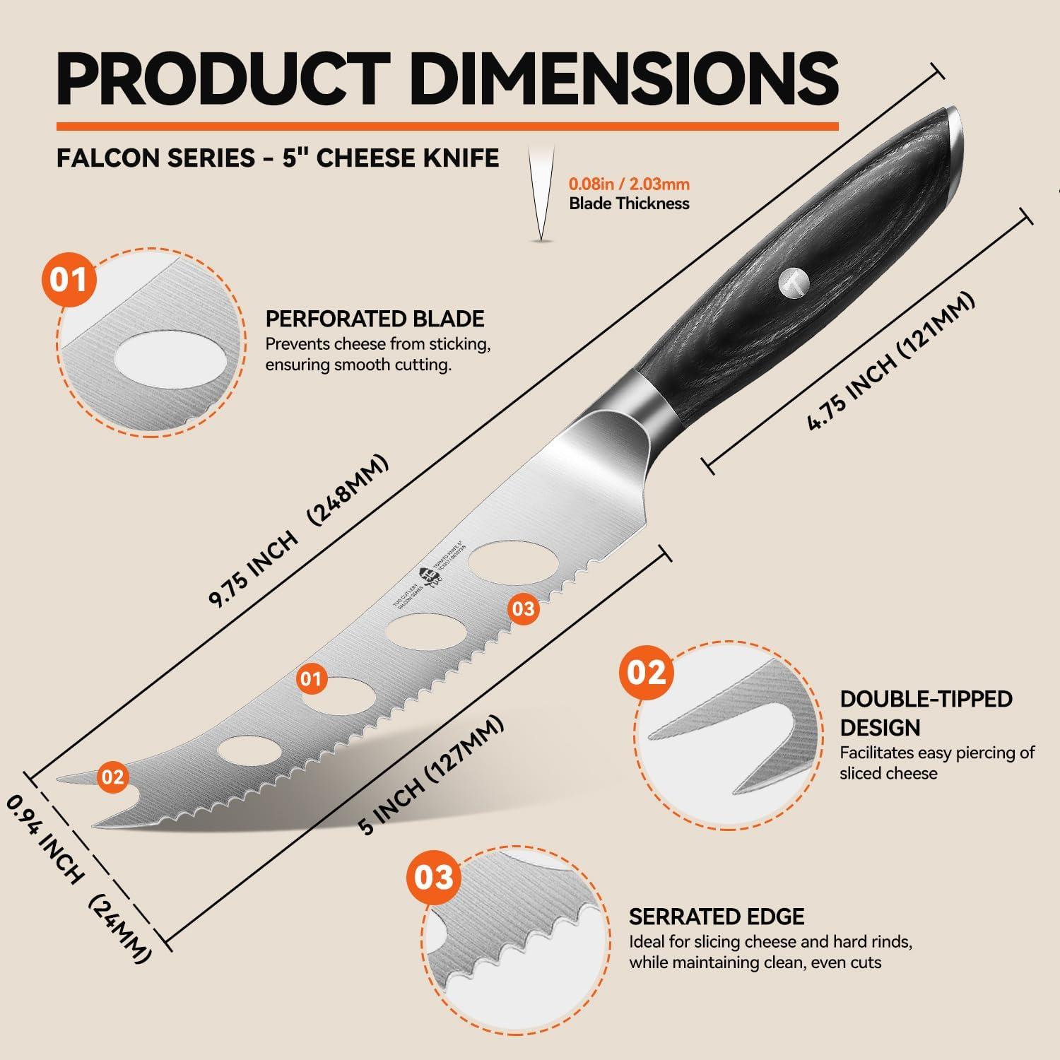 Cuchillo de Queso TUO 12.7 cm con Tenedor y Hoja Antiadherente