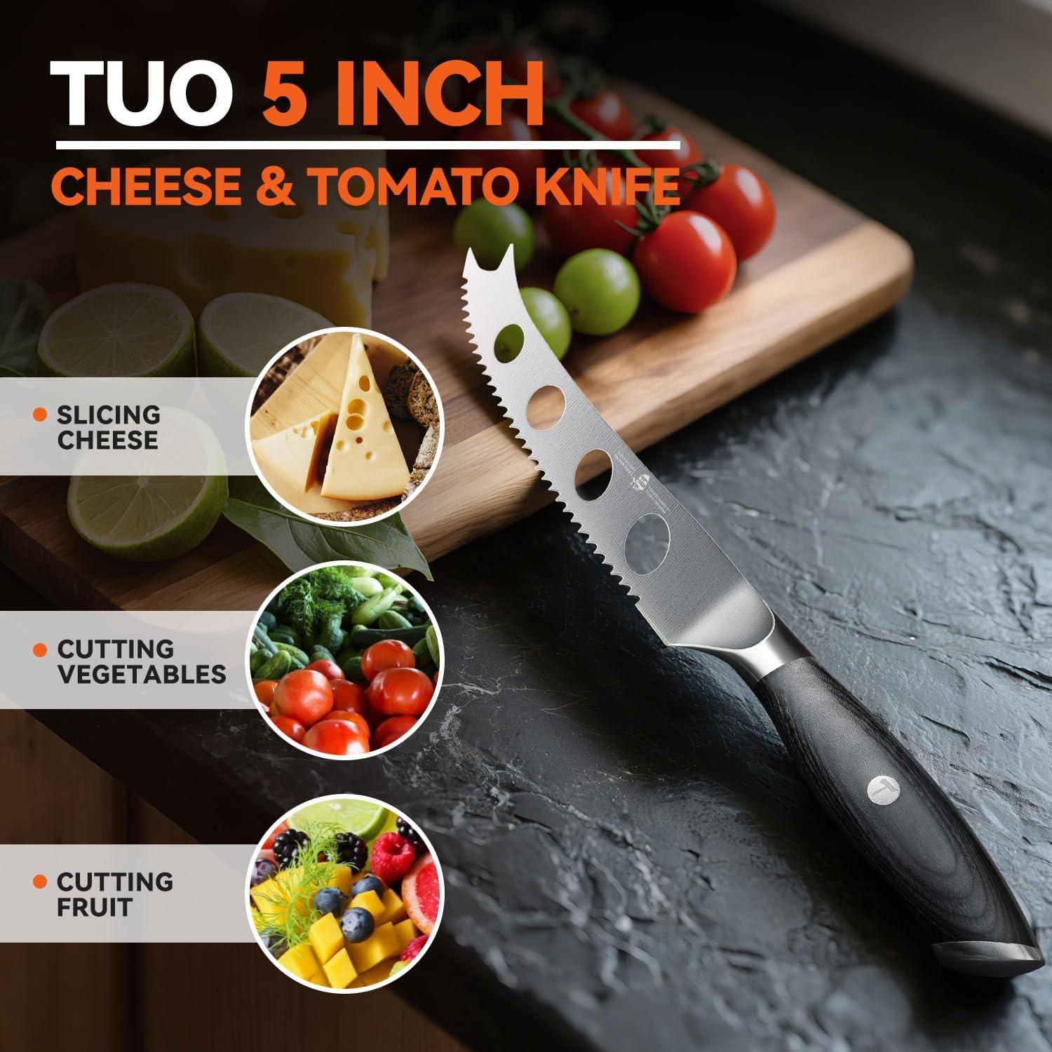 Cuchillo de Queso TUO 12.7 cm con Tenedor y Hoja Antiadherente